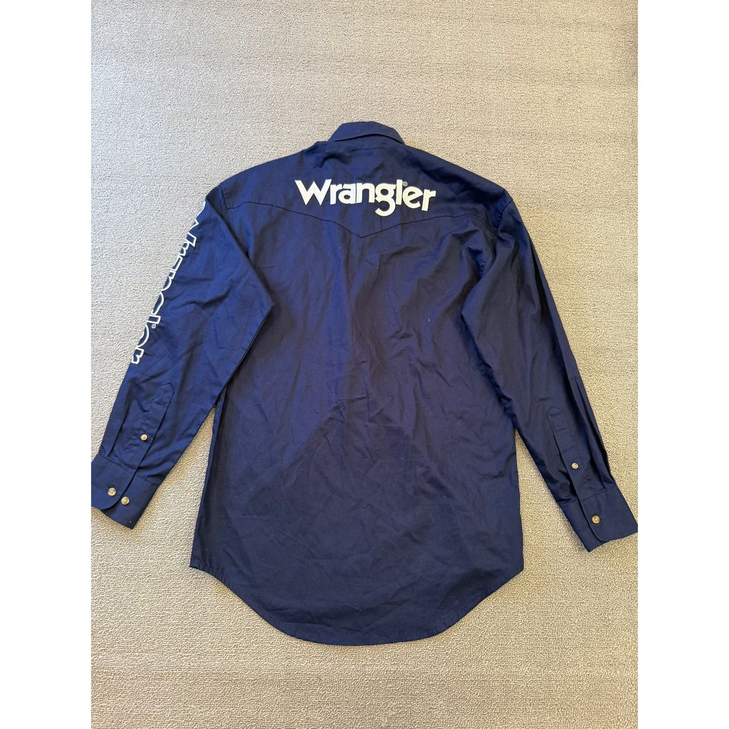 Vintage Wrangler Western Button Up Men's S Small Blue Long Sleeve