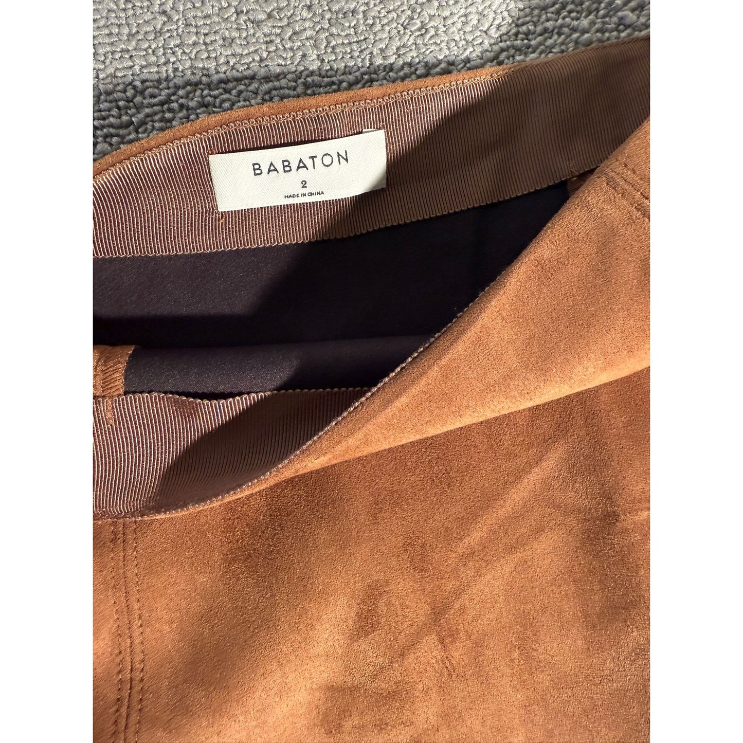 Babaton Women’s 2  Brown Suede A‑line Skirt Fall Western