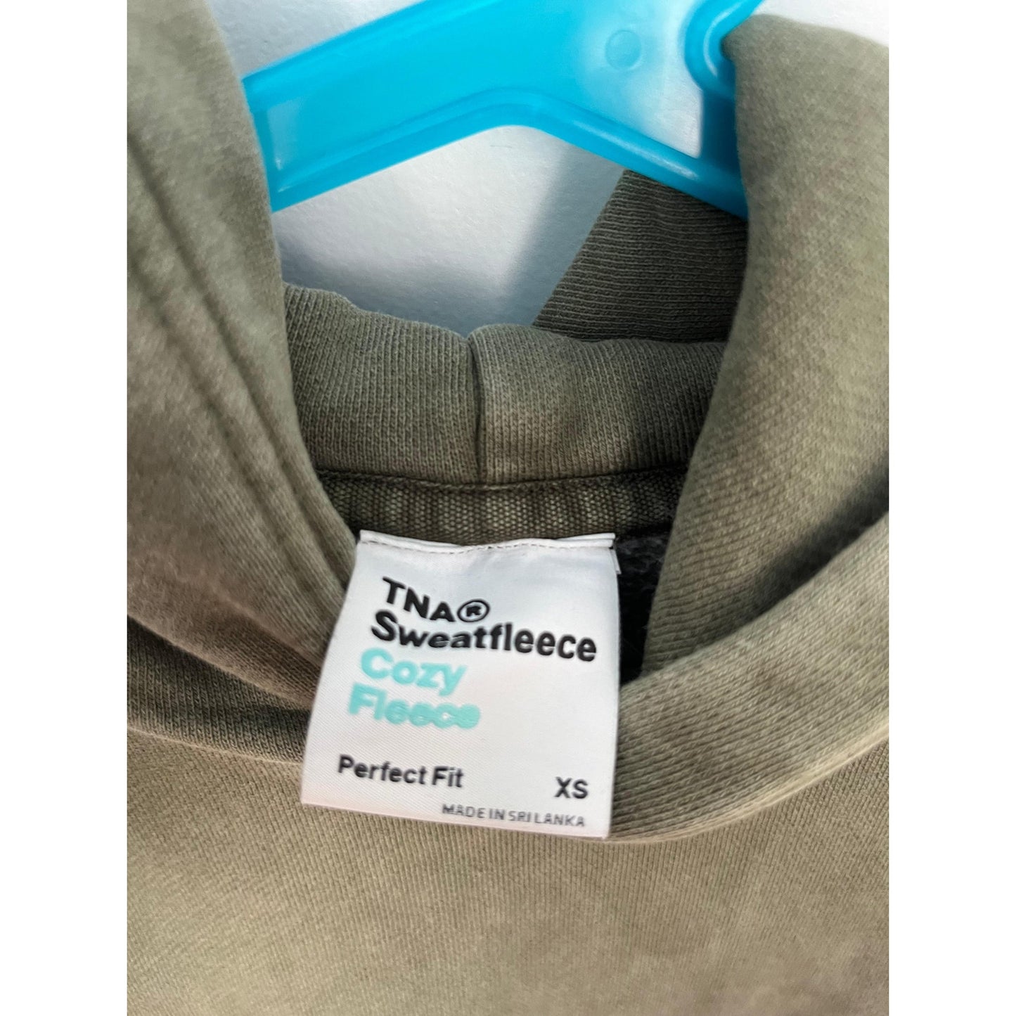 TNA Sweatfleece Hoodie Women XS Olive Green Cozy Fleece Pullover