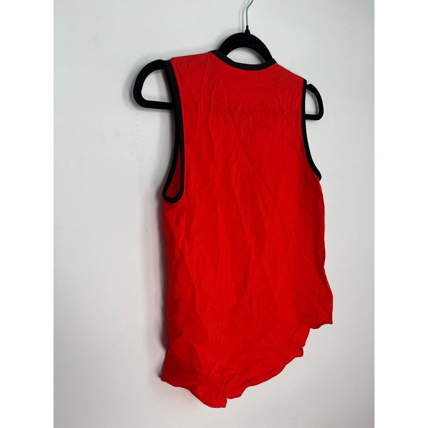 L’Agence Zip Front Tank Top Women Size 2 Red Black Trim Sleeveless Blouse