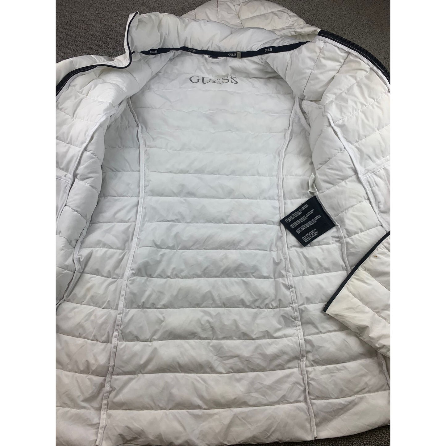 Guess Women's M White Puffer Jacket With Hood