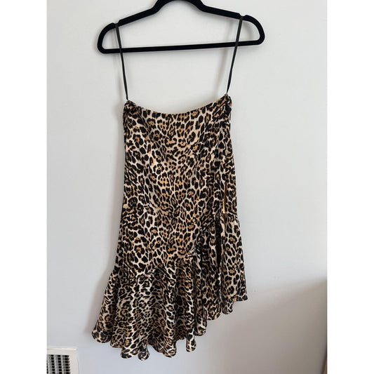 Superdown Leopard Print Ruffle Mini Dress Women S Spaghetti Strap Flowy Hem