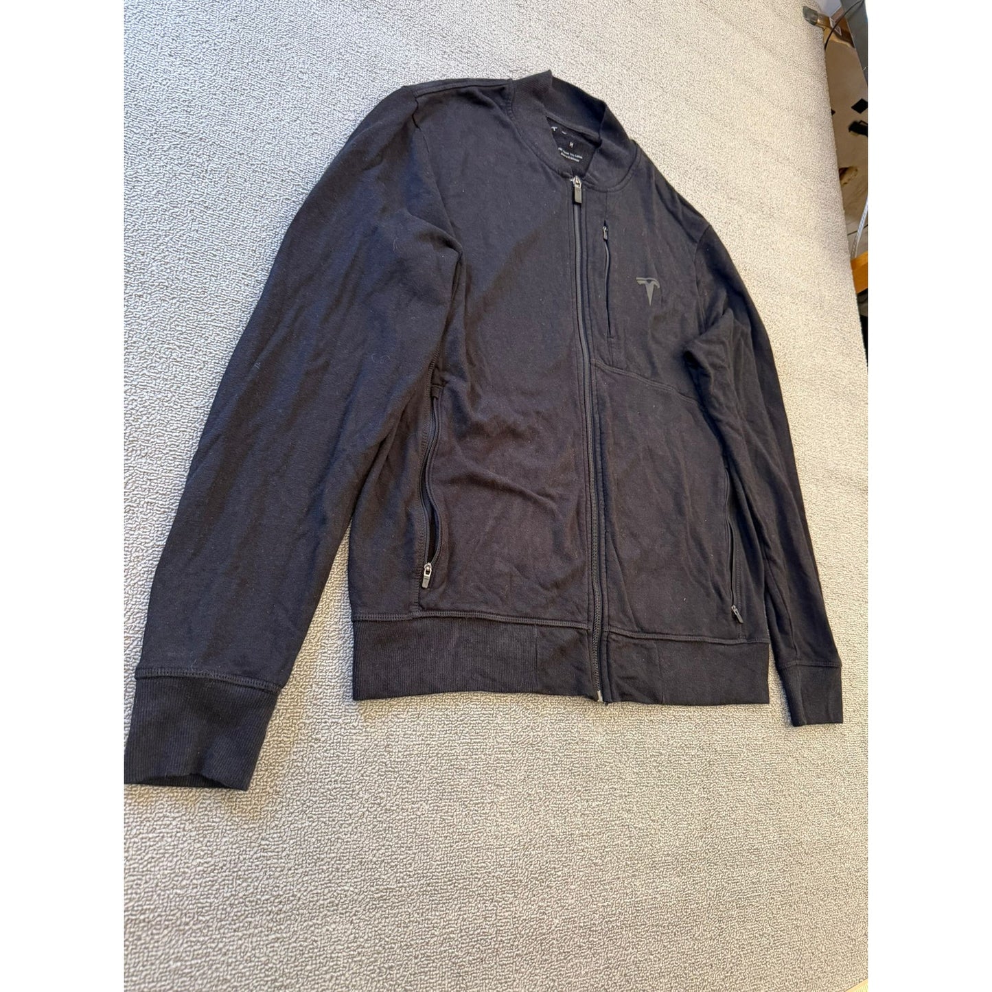 Tesla Mens Medium Black Full Zip Bomber Light Weight Jacket