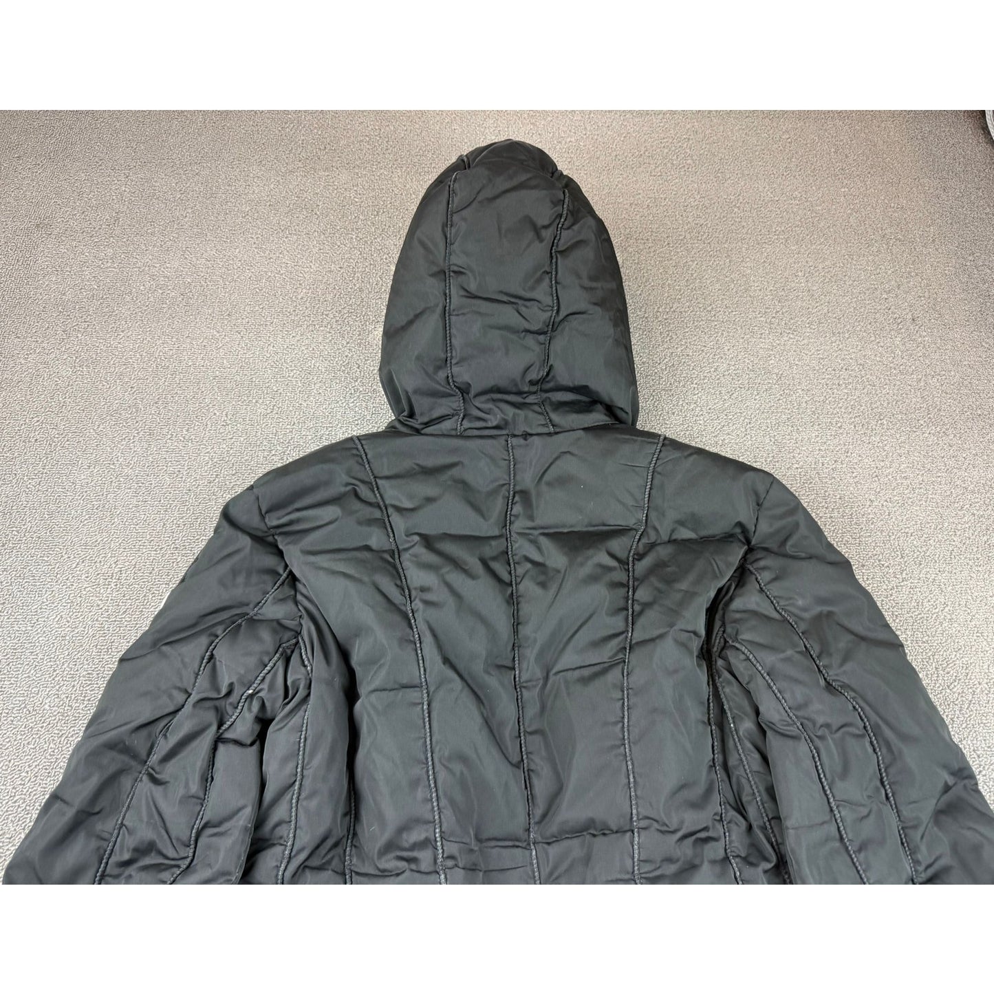 Post Card Women's Medium Black Hooded Fur Trim Puffer Coat