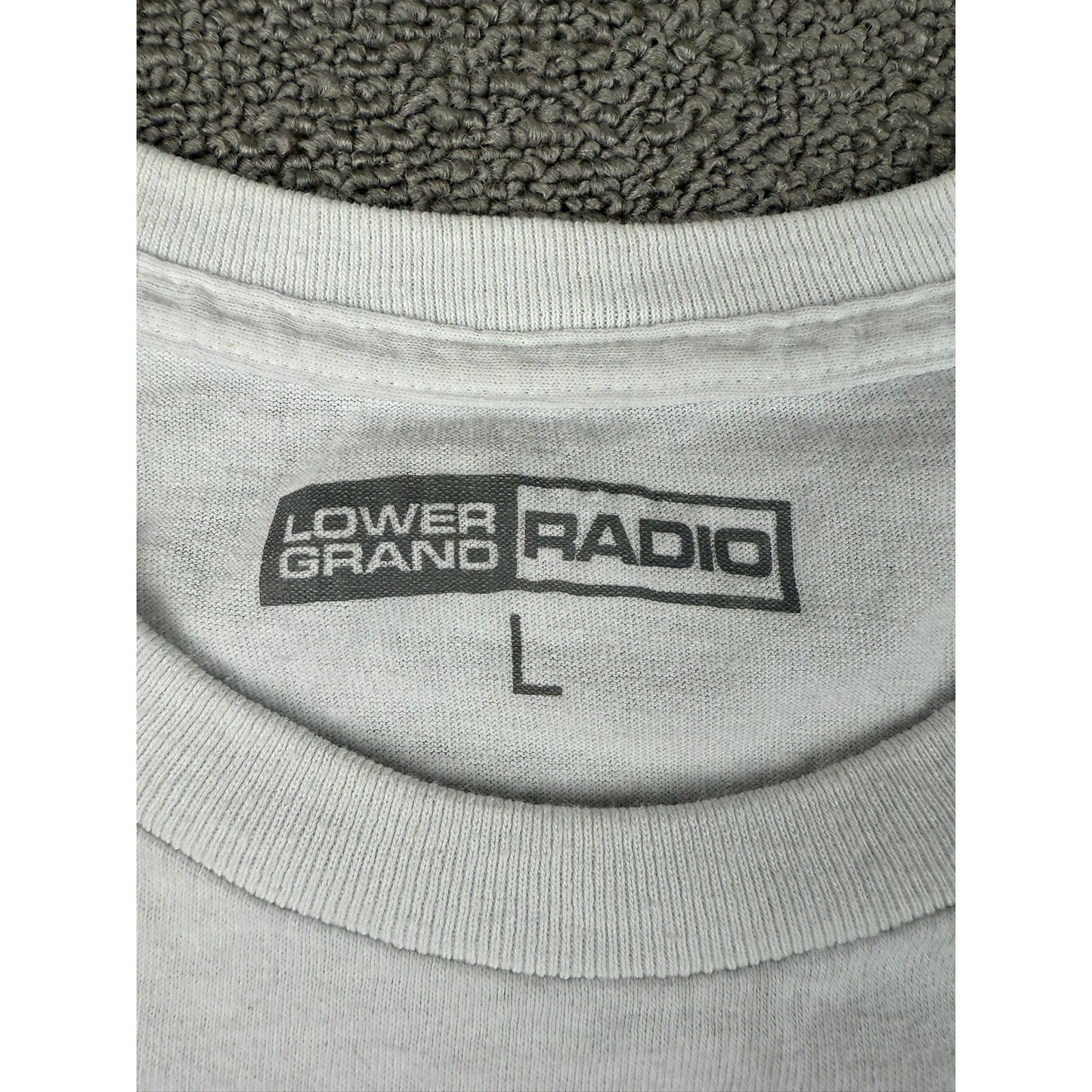 Lower Grand Radio Men's Large White Green Graphic Print Jamming Tshirt