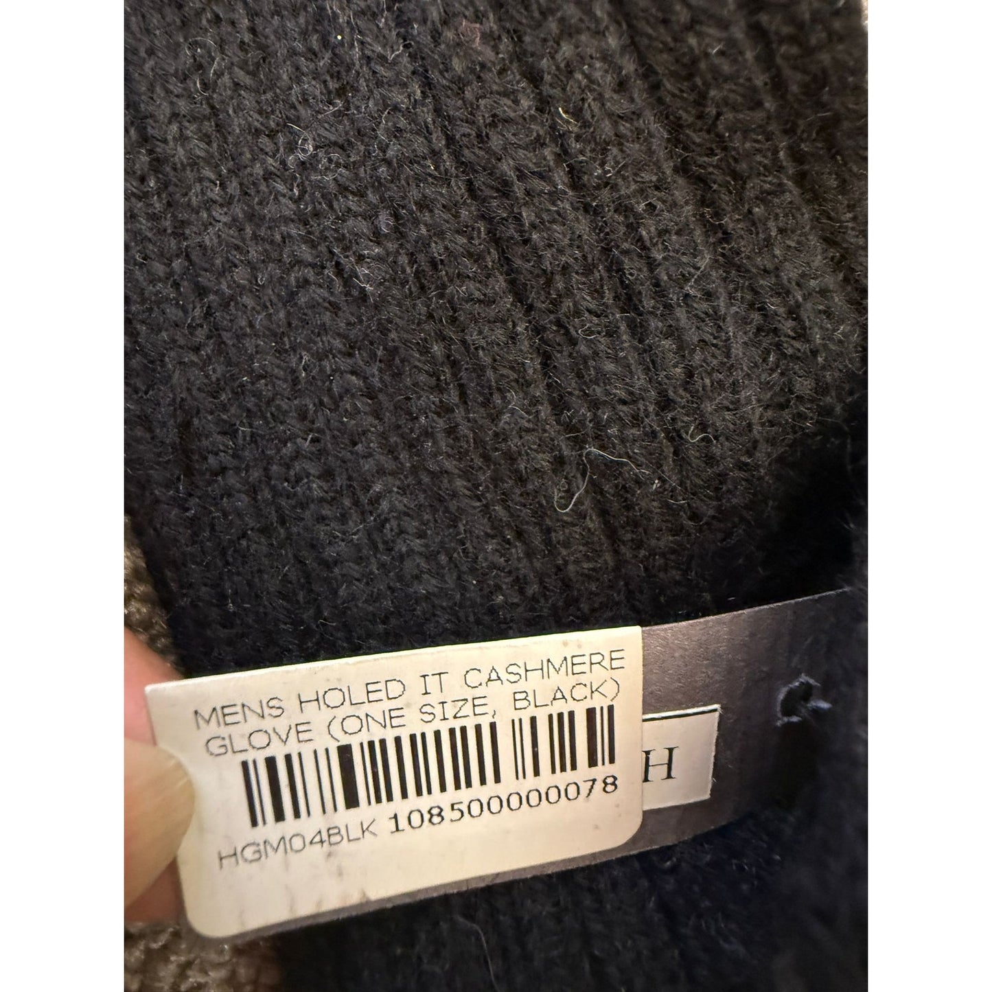 Carolina Amato Men One Size Black Holed It Cashmere Gloves