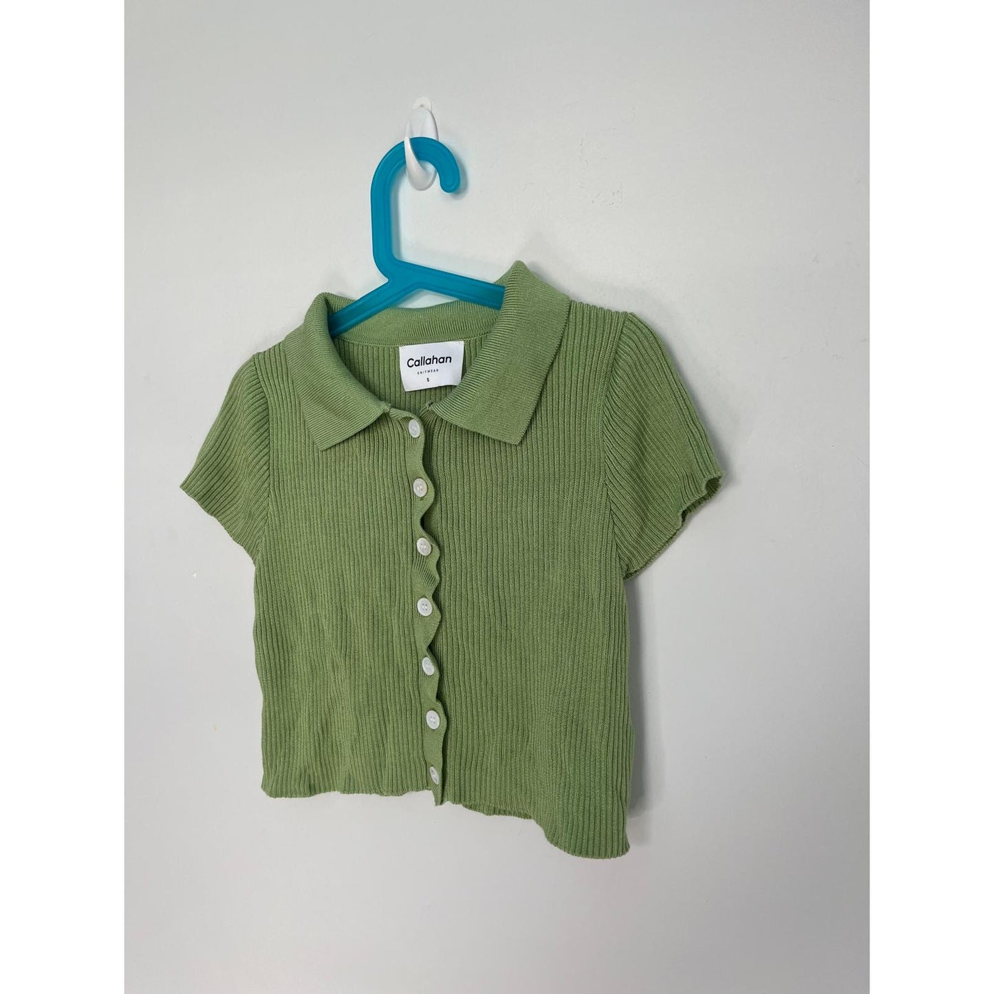 Callahan Knitwear Two Piece Set Women S Ribbed Green Button Top Shorts