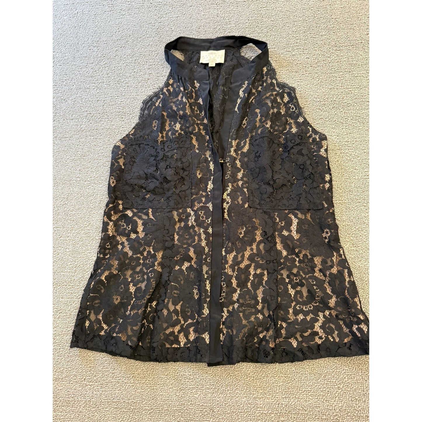 Madison Marcus Women Extra Small Lace Black Tank Top