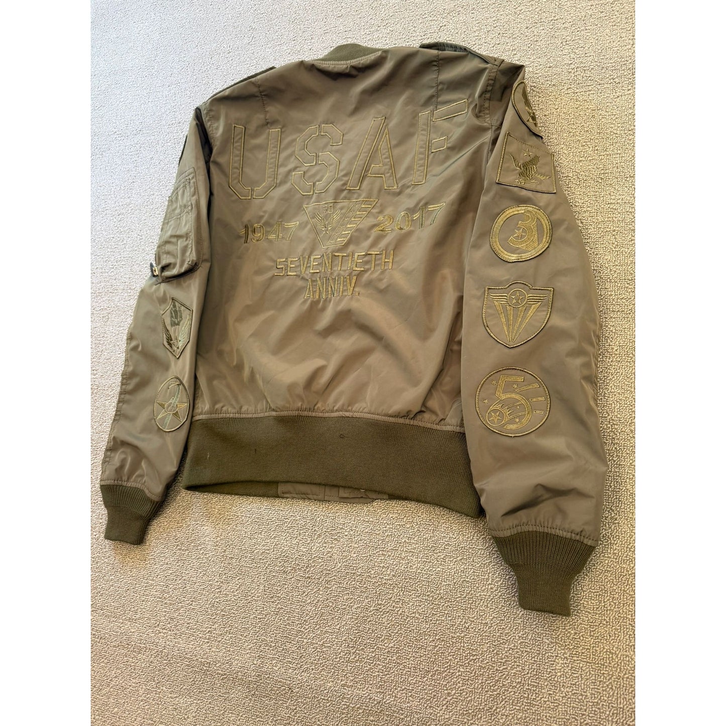Avirex Men's M Flight Jacket Bomber Military Green Pilot Coat Authentic