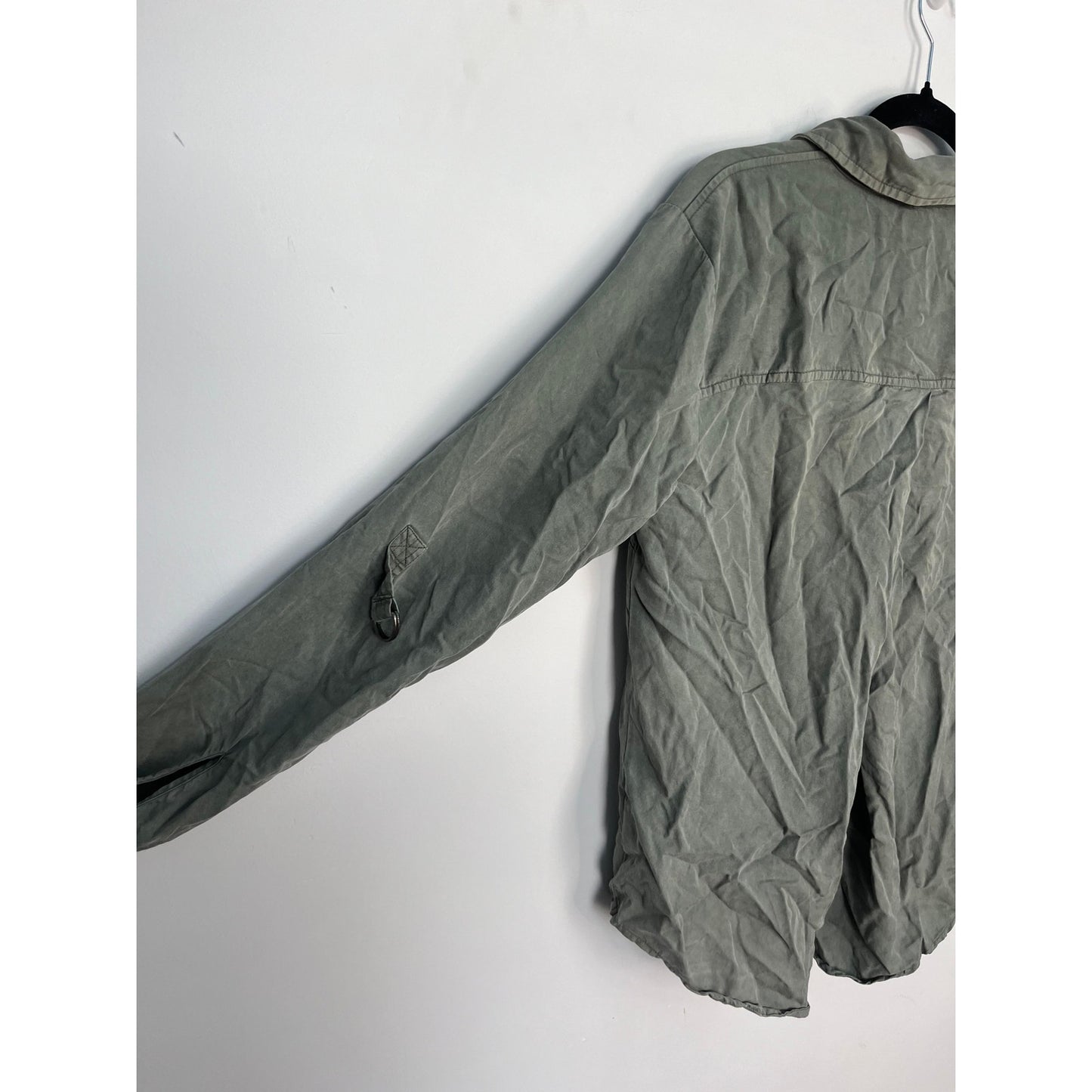 Splendid Button Down Shirt Women Medium Green Long Sleeve Casual Utility