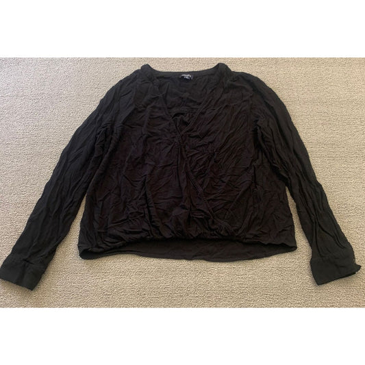 SPLENDID Women Large Black V Neck Long Sleeve Top
