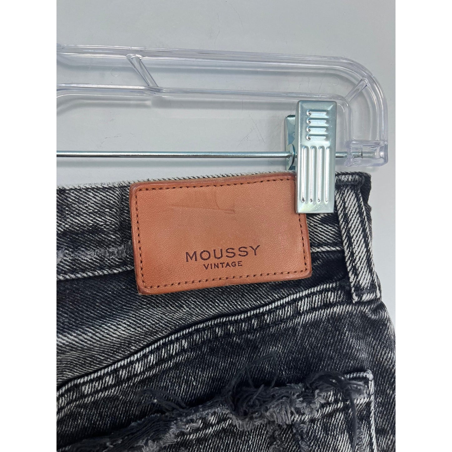 MOUSSY Vintage Denim Shorts Women 25 Black Distressed Raw Hem High Rise