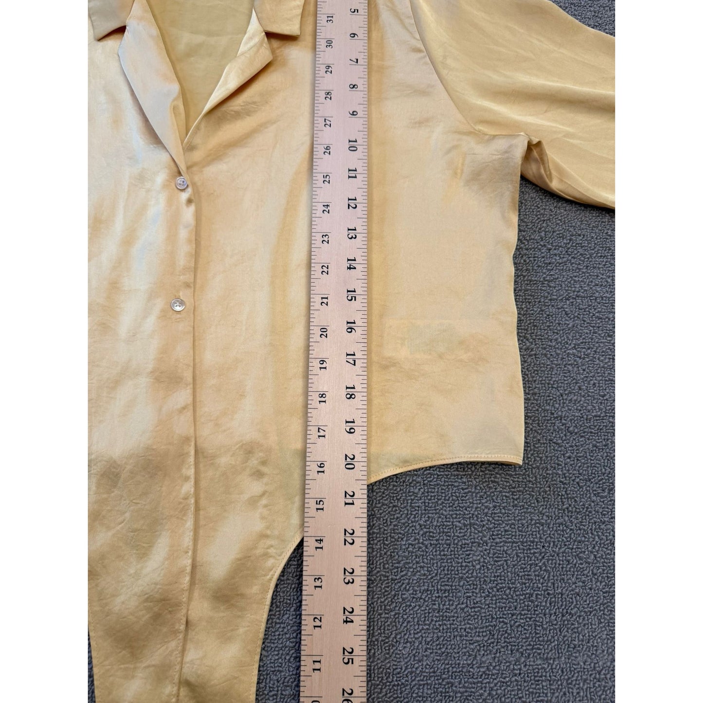 WILFRED Women's XL Yellow Tie-Front Satin Blouse with Long Sleeves and Button-Up Top