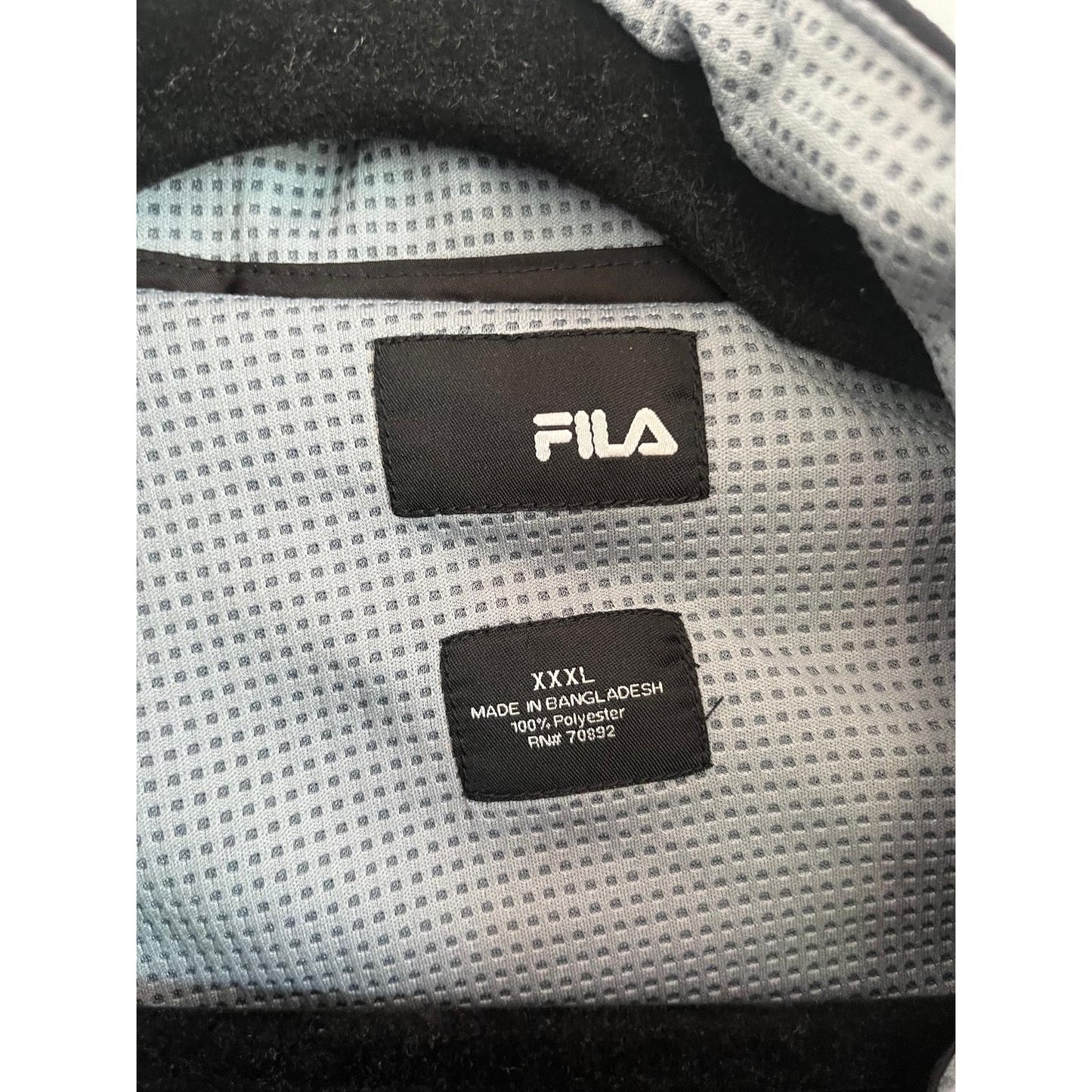 Fila Windbreaker Jacket Men XXXL Black Gray Mesh Lining Zip Front Logo