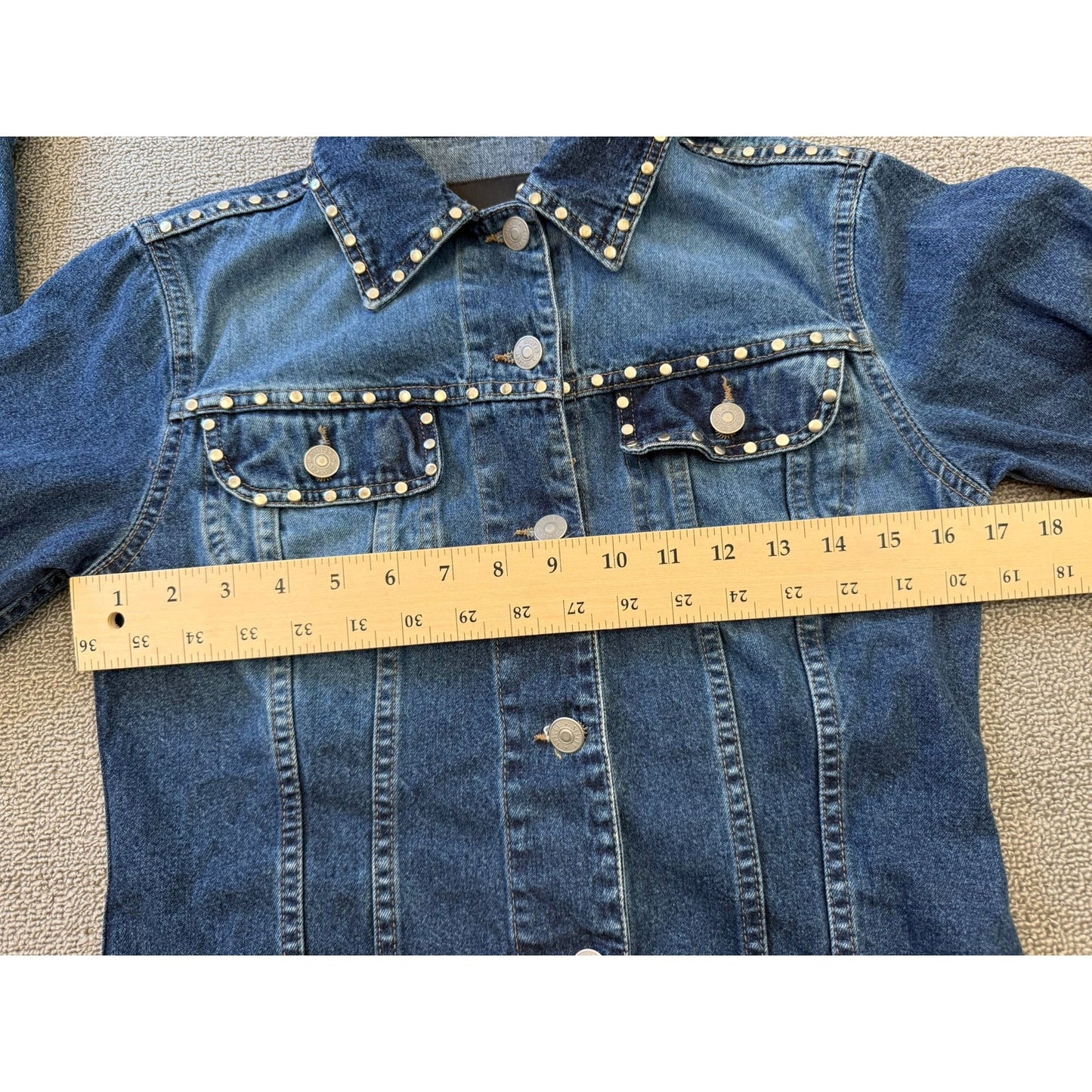 Sisley Blue Studded Denim Jean Jacket Women XS