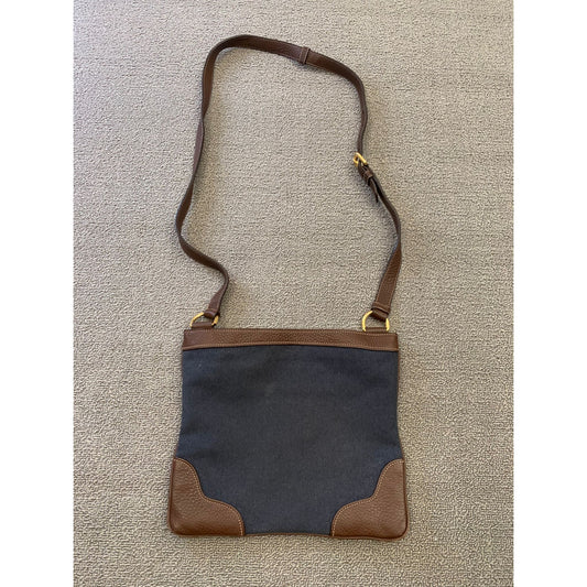 Prada Women Blue Brown Leather Crossbody Bag