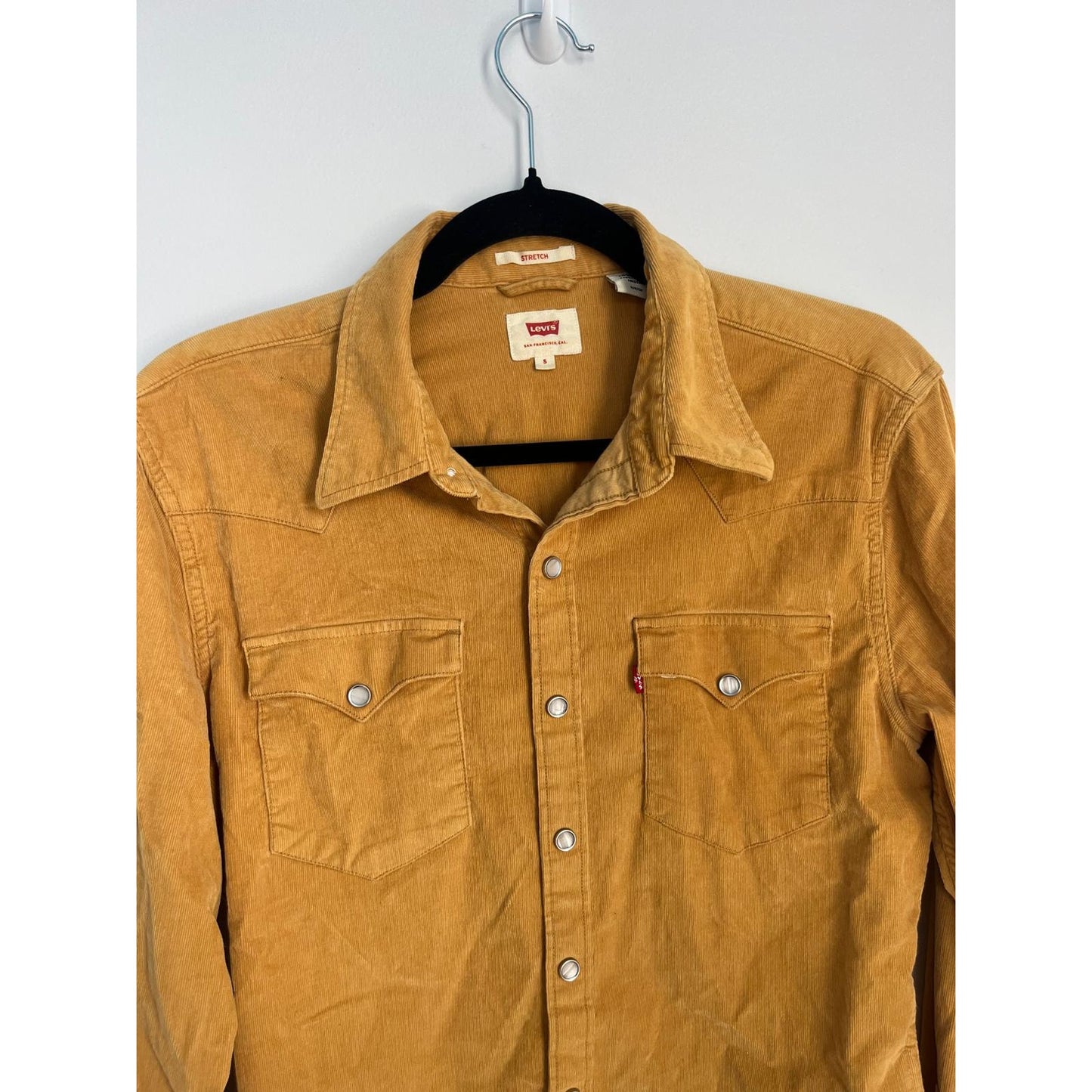 Levis Corduroy Button Shirt Women Small Tan Stretch Long Sleeve Western