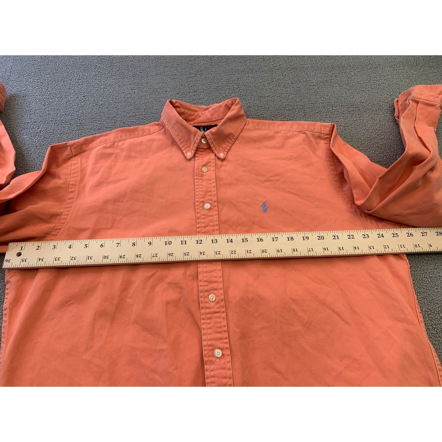RALPH LAUREN Men's Large Orange Solid Button-Down Shirt