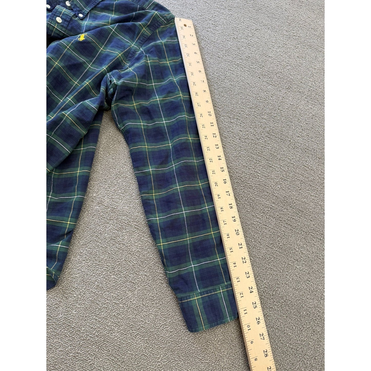 Ralph Lauren Men's XL Green Blue Plaid Long Sleeve Button Shirt