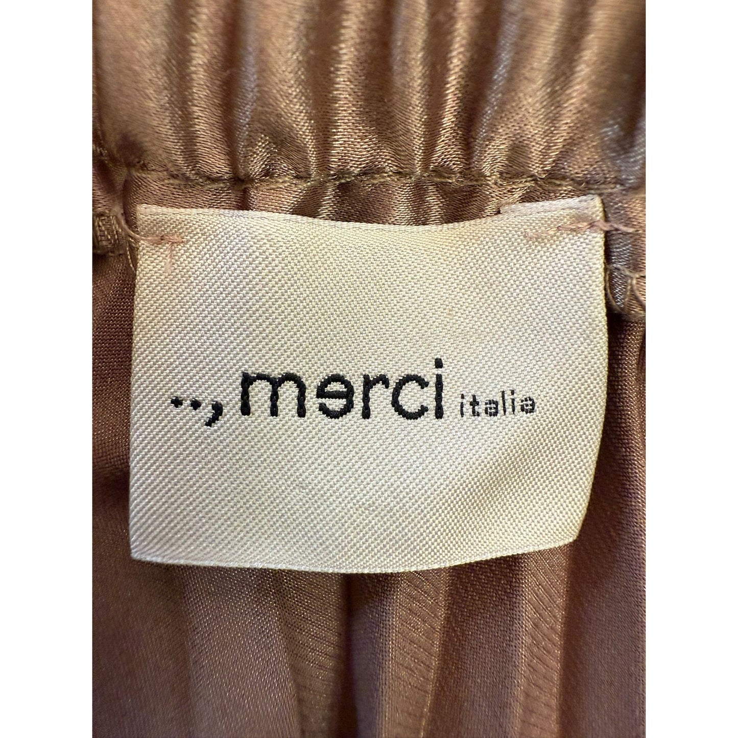 Merci Italia Women Small Pleated Midi Skirt Bronze Shimmer Flowy