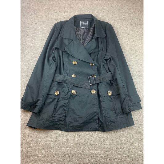 Lane Crawford Women's 2X Black Double-Breasted Trench Coat Jacket