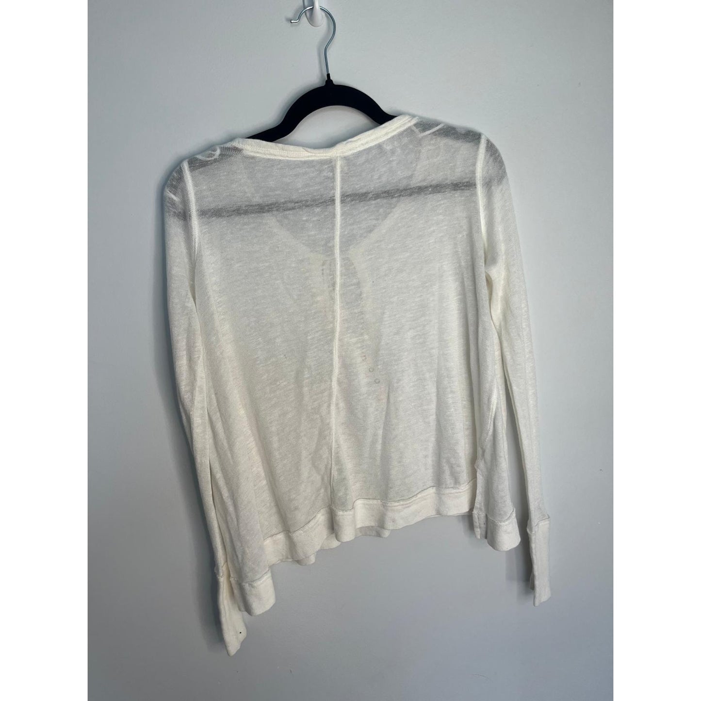 We The Free Long Sleeve Tie Front Top Women XS Sheer Layering Boho White