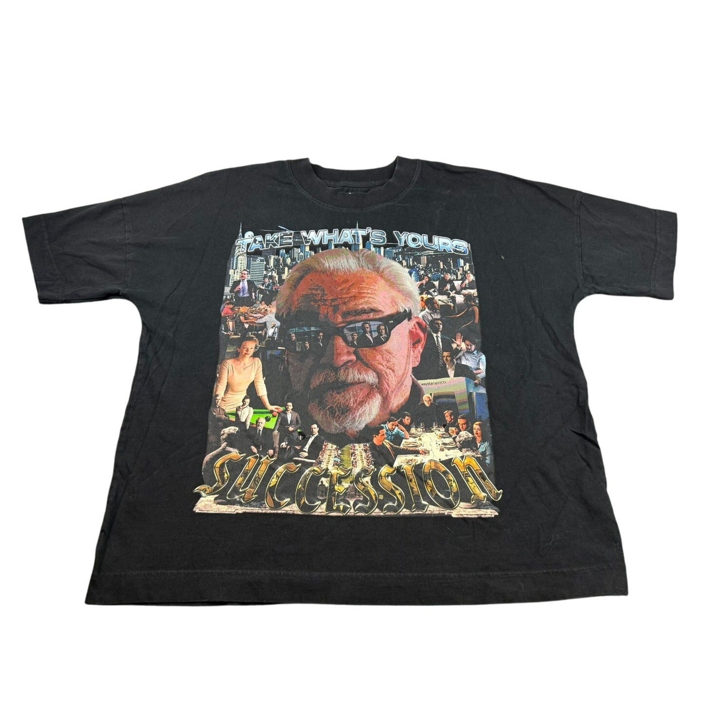 Greazy Tees Men's Large Black Succession TV Show T-Shirt Logan Roy