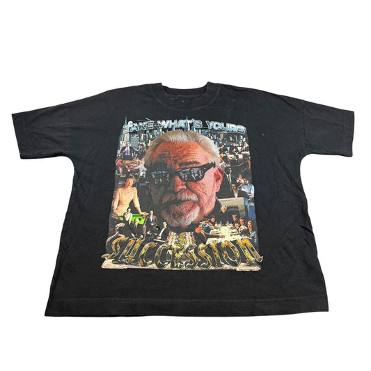 Greazy Tees Men's Large Black Succession TV Show T-Shirt Logan Roy