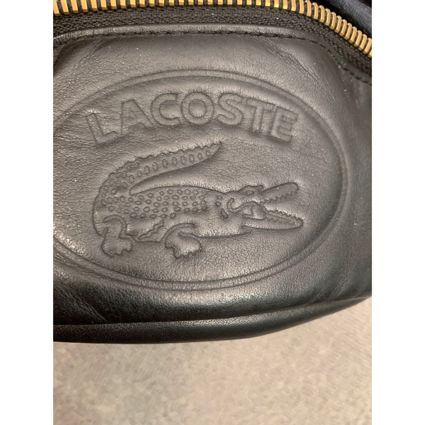 Lacoste One Size Black Leather Belt Bag Fanny Pack