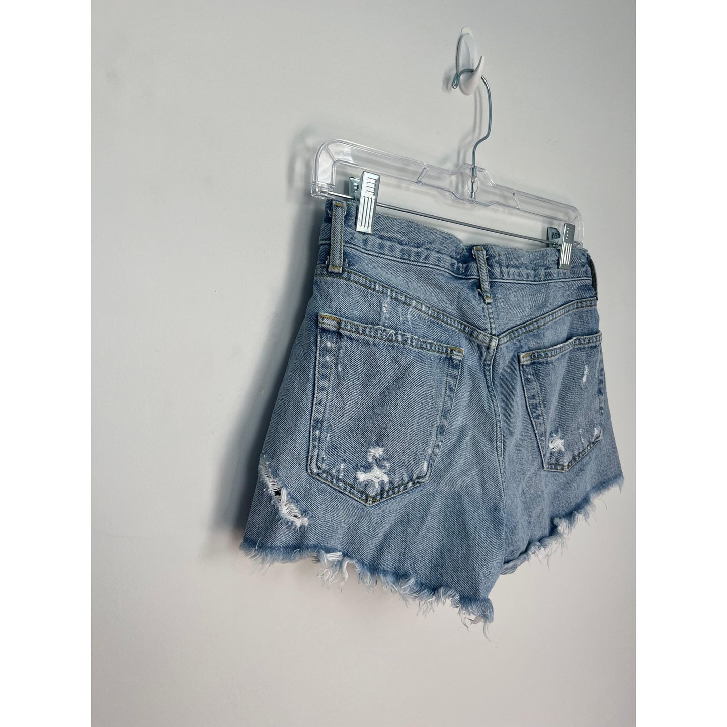 AGOLDE Parker Vintage Shorts Women 25 Blue Distressed Frayed Hem High Rise