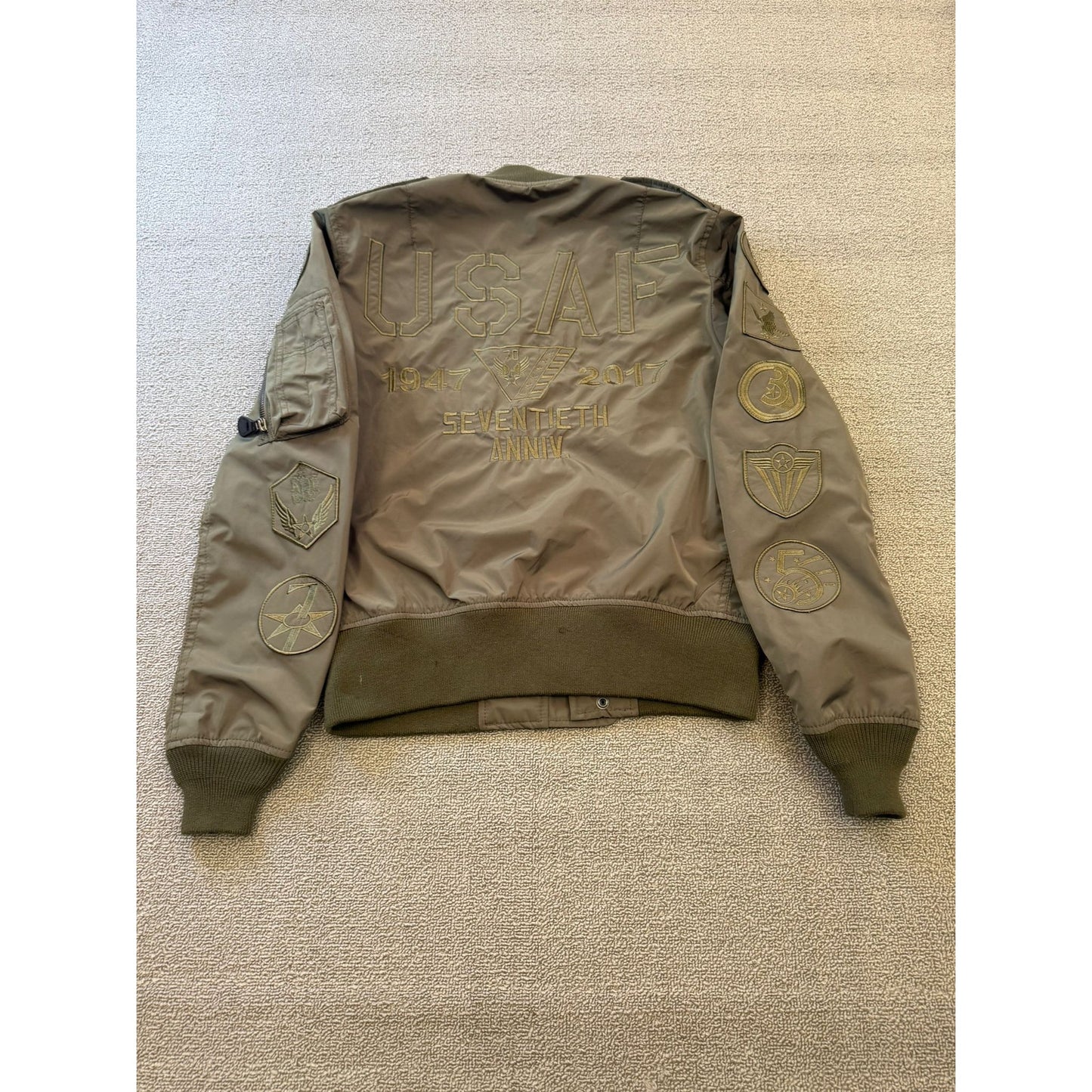 Avirex Men's M Flight Jacket Bomber Military Green Pilot Coat Authentic