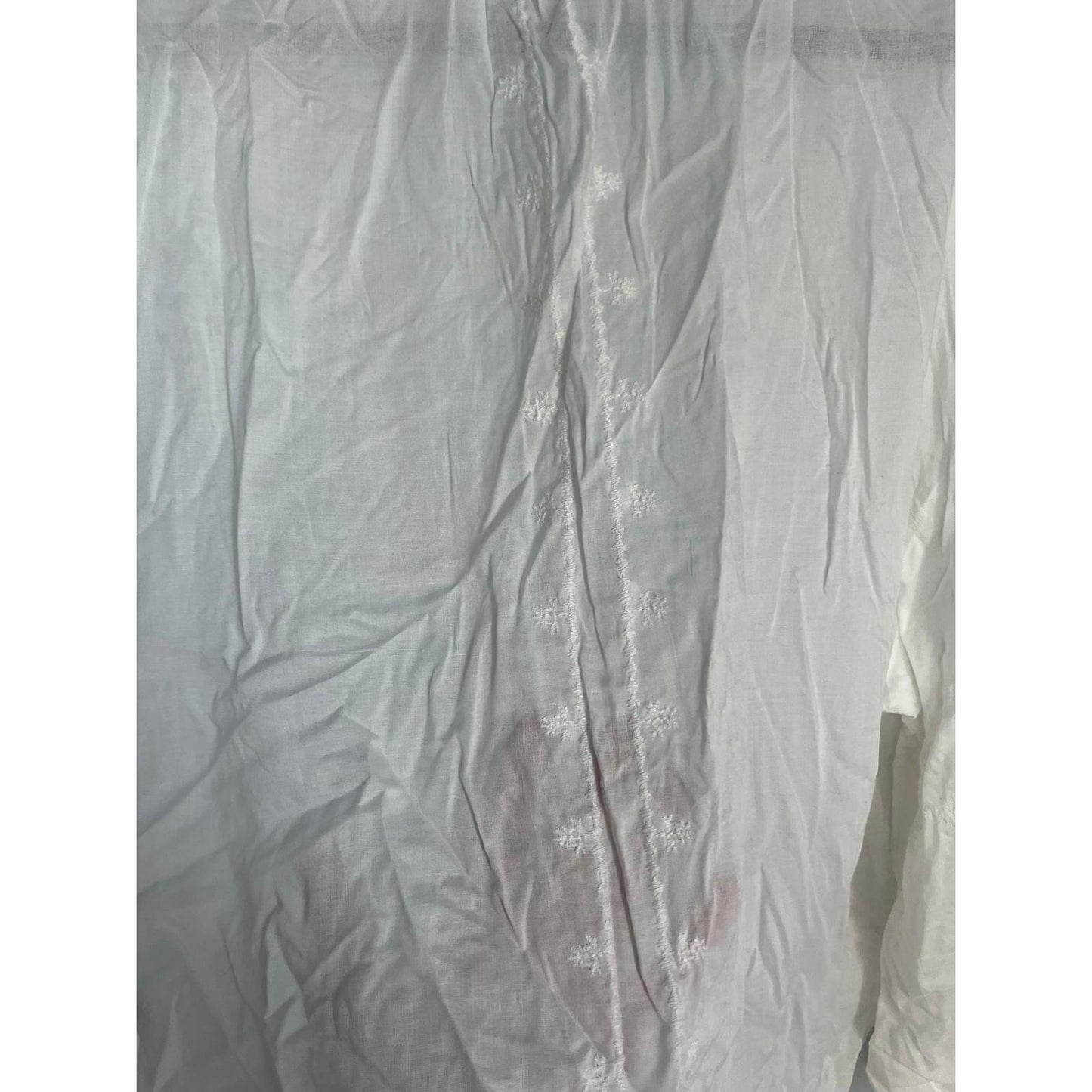 MNG White Blouse Women 8 Sheer Long Sleeve Ruffle Collar Tie Neck Lightweight