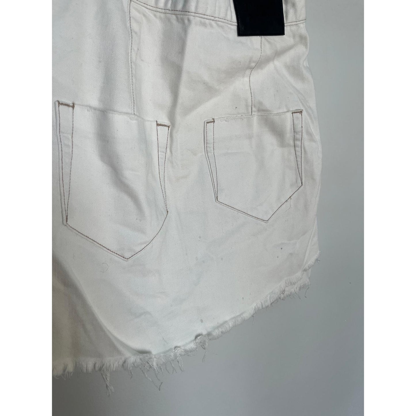 One x OneTeaspoon White Denim Wrap Mini Skirt Women 26 Distressed Raw Hem