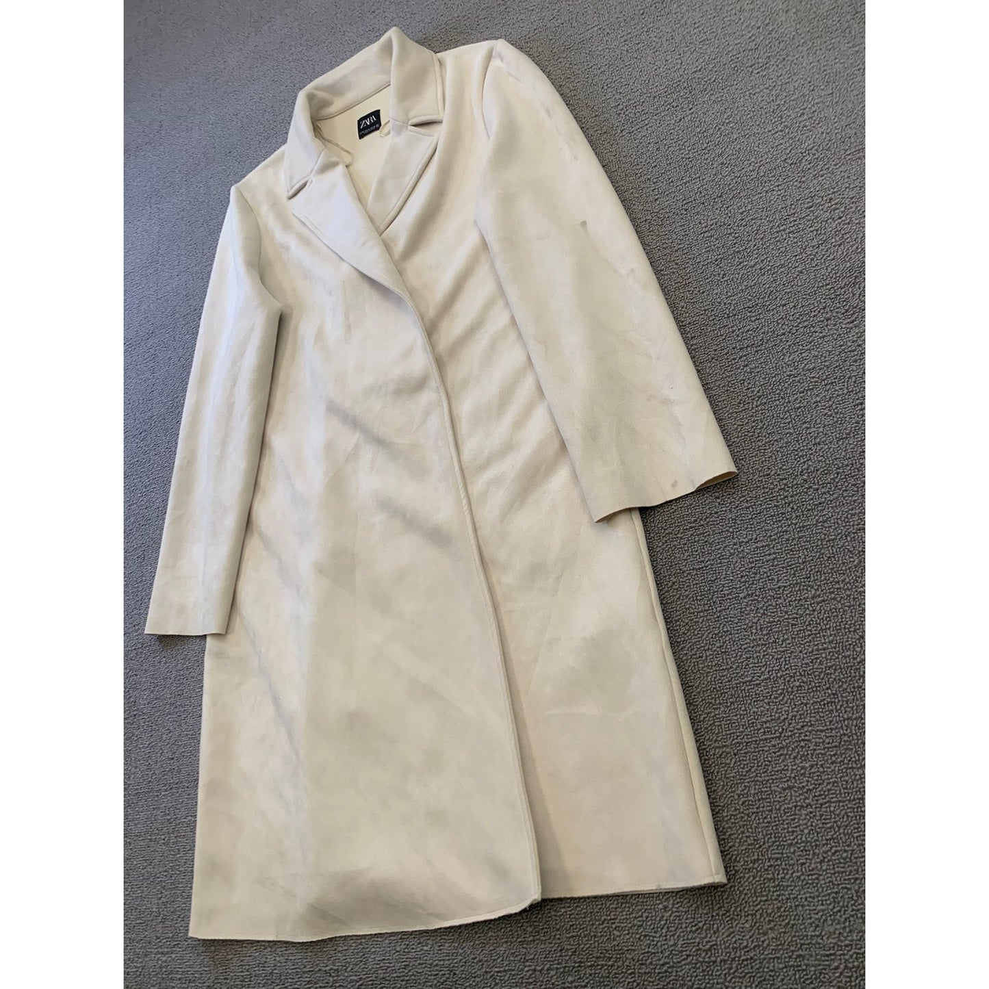 ZARA Women's Medium Cream White Long lapel Coat