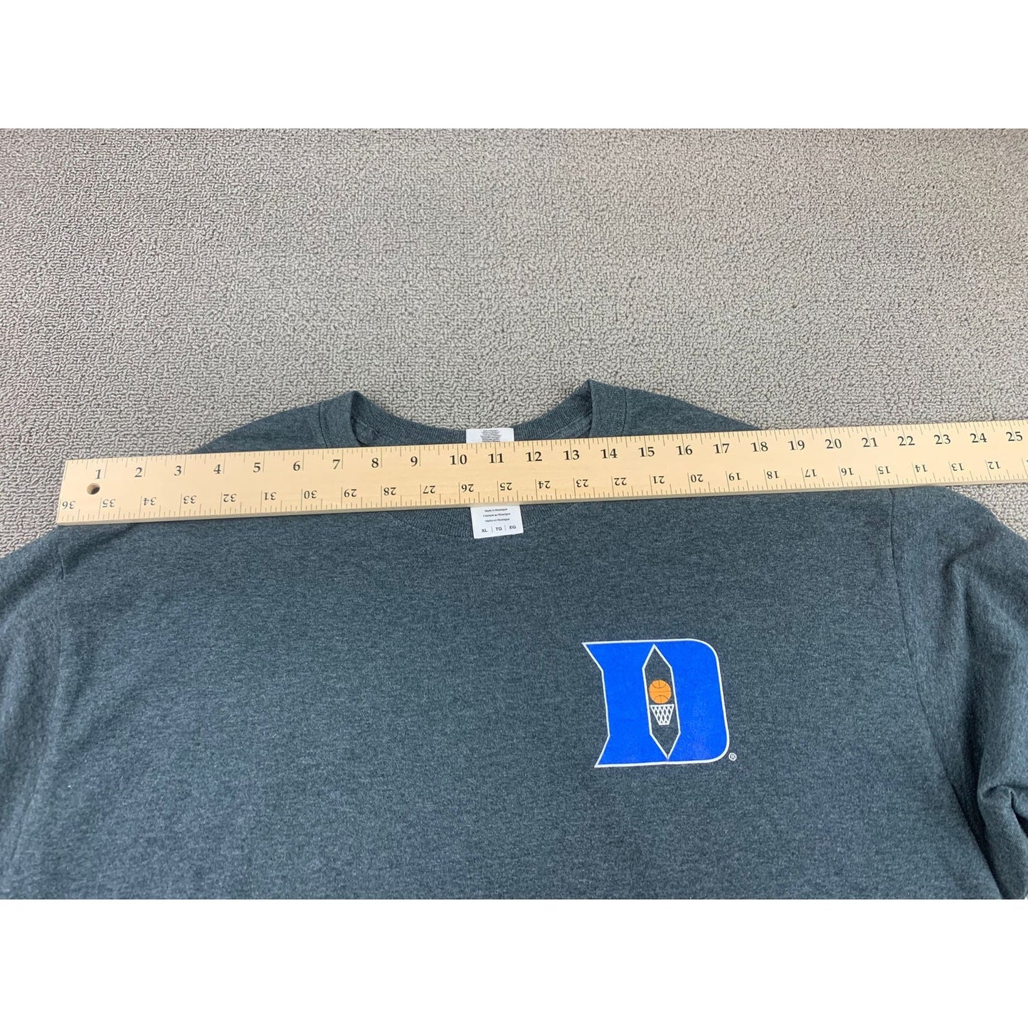 Gildan Men XL Blue Gray Heather Long-Sleeve Crewneck Shirt Duke Blue Devils NCAA
