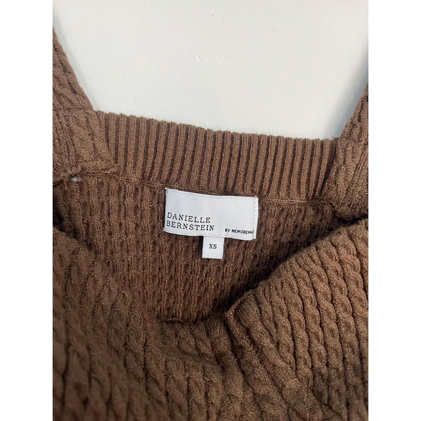 Danielle Bernstein Knit Tank Top Women XS Brown Cable Textured Bustier Style