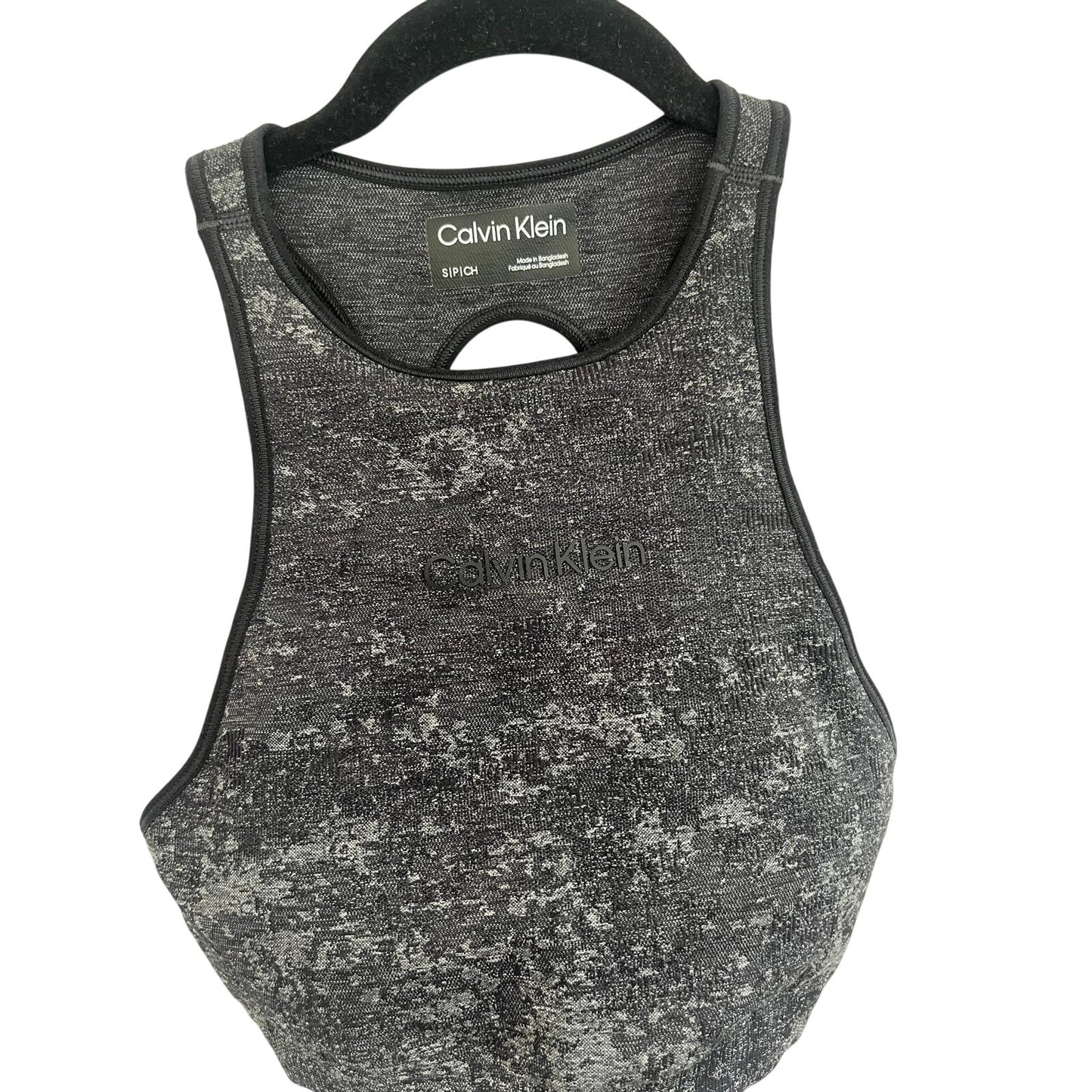 Calvin Klein Sports Bra Women S Black Gray Marble Racerback Seamless NWT