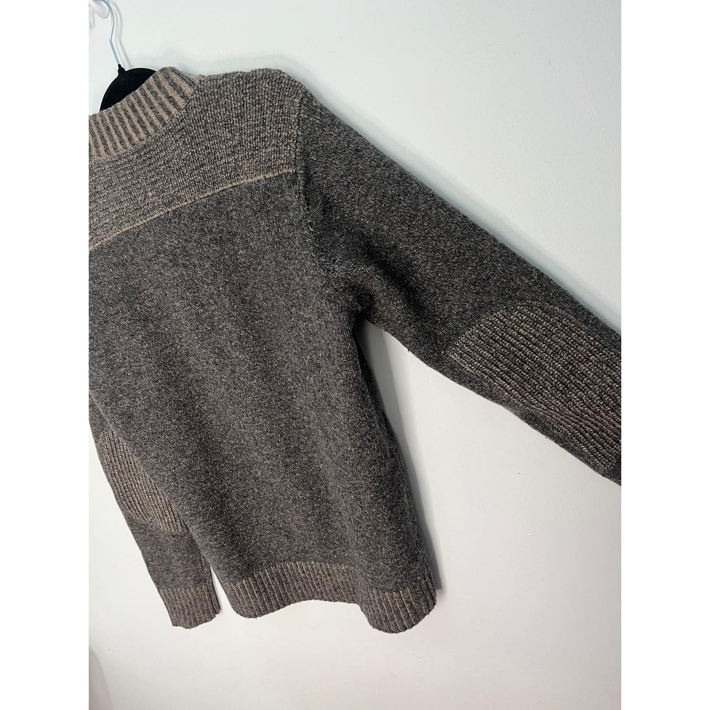 Blue by Pronto Uomo Wool Sweater Men M Gray Zip Neck Ribbed Trim Pullover