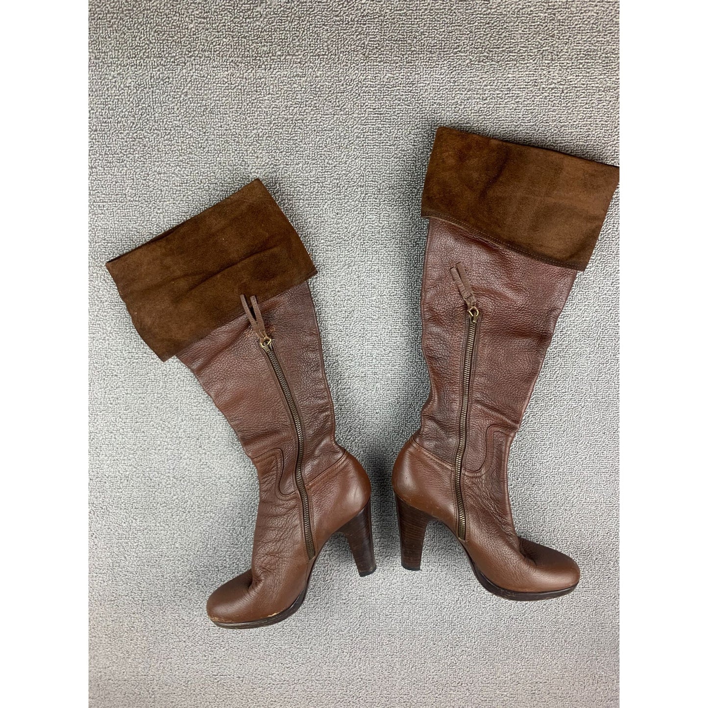 Miu Miu Women's 37.5 Brown Leather Knee High Boots
