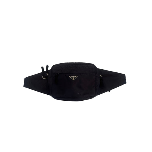 Prada black nylon belt bag / cross body bag