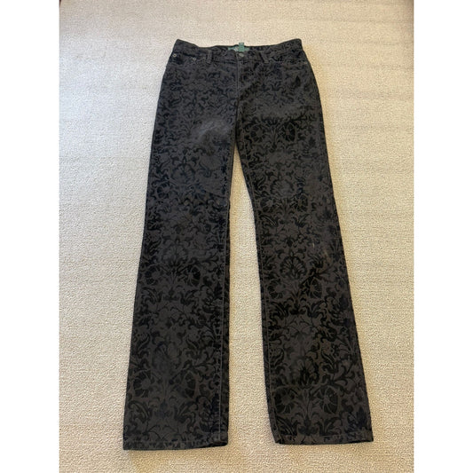 Polo Ralph Lauren Jeans Floral Patterned Velvet Female Size 8 Black Pants