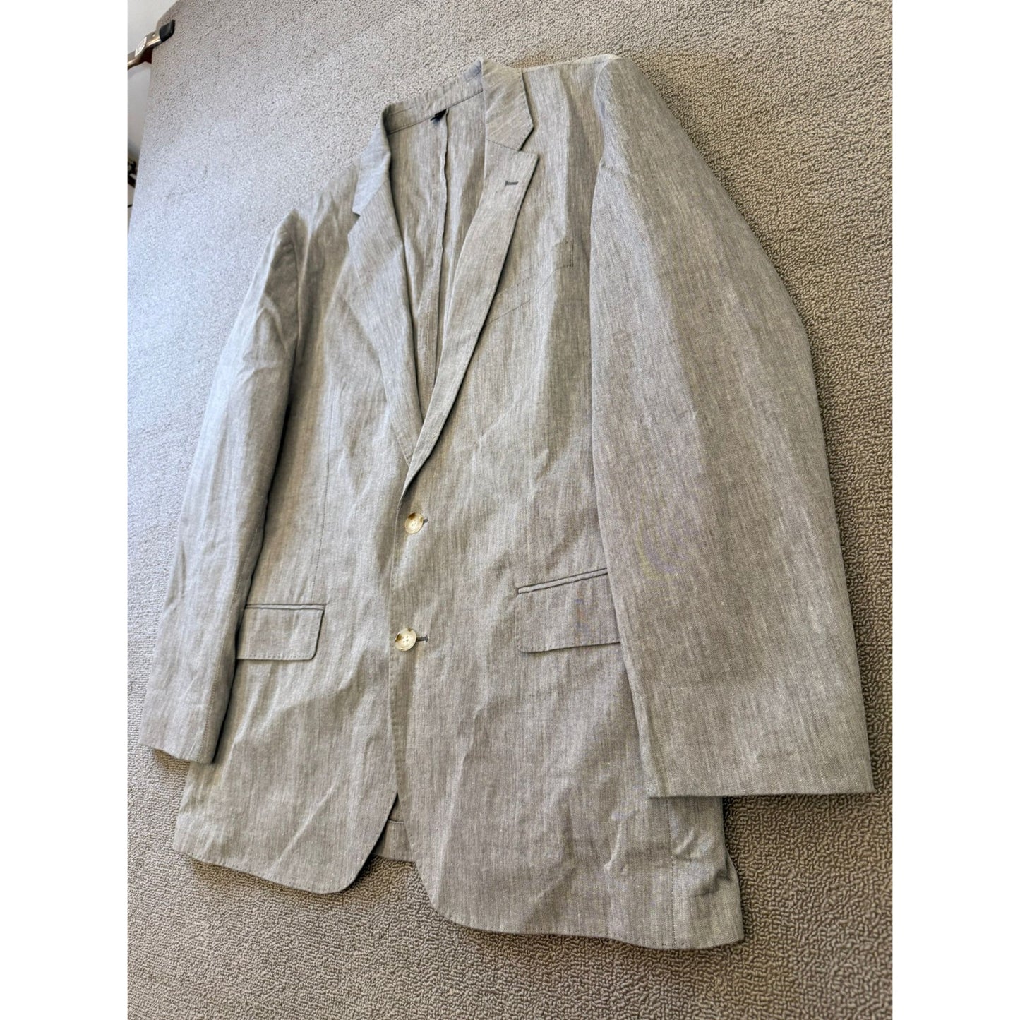 J.CREW Mens Ludlow Blazer Light Gray 42R Linen Blend Strioes