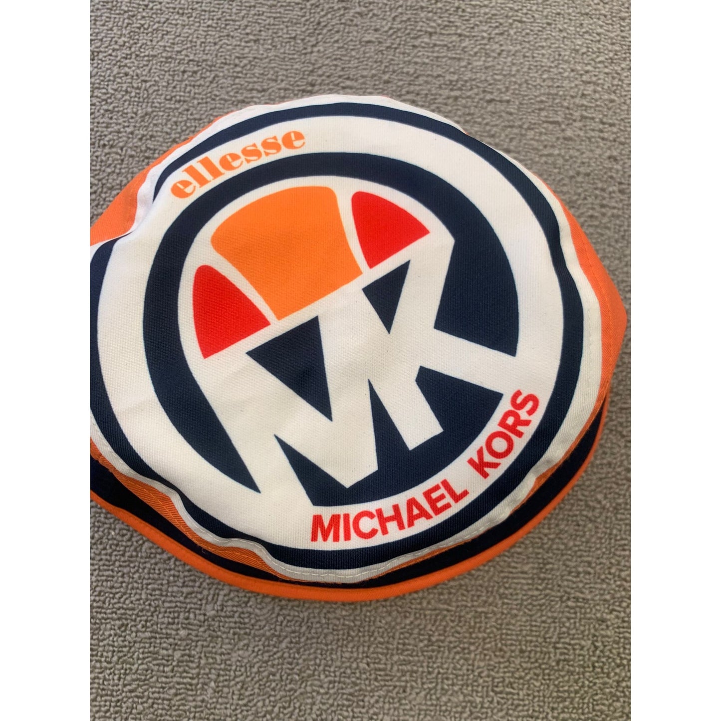 MICHAEL KORS Women One Size Orange Navy Logo Bucket Hat