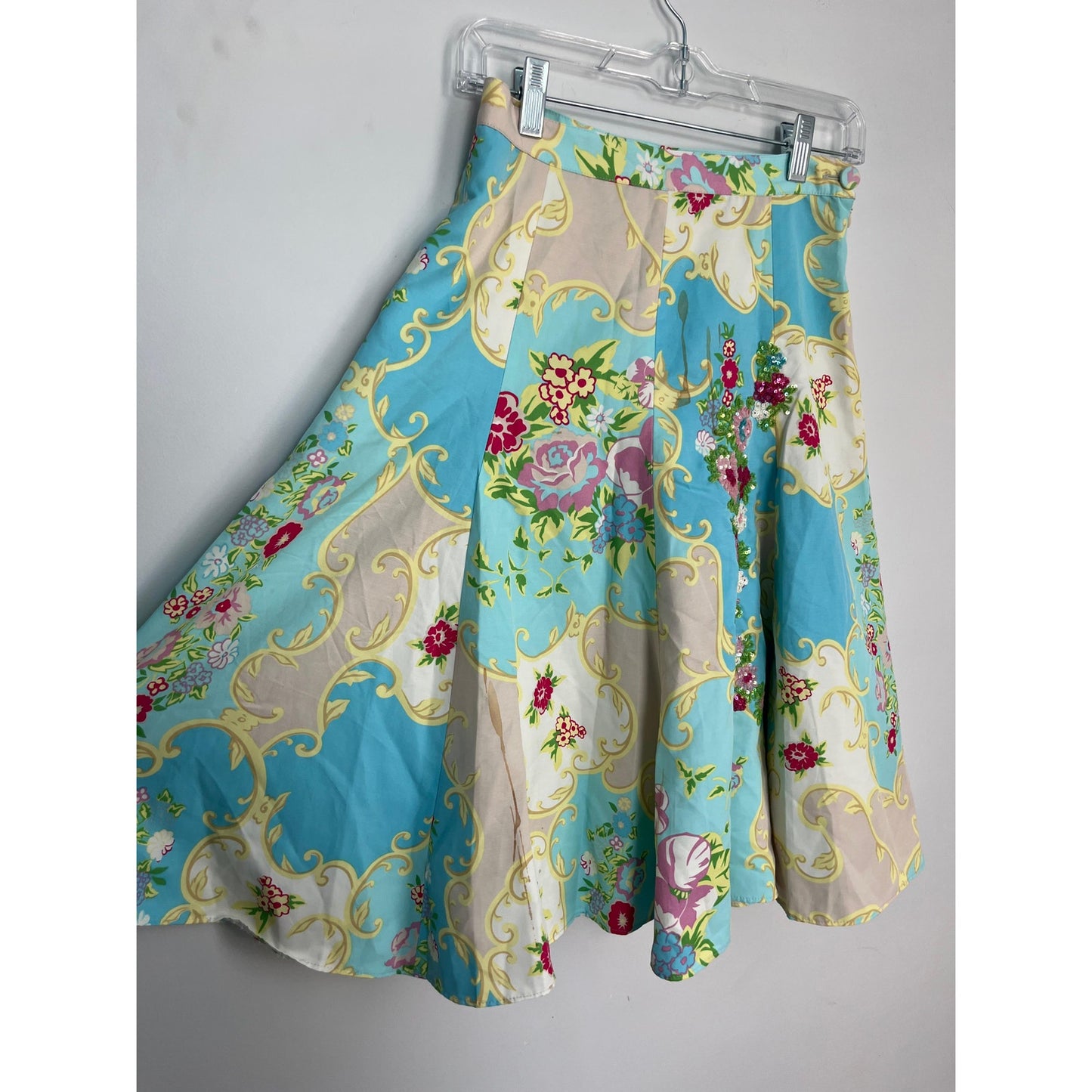 Blumarine Silk Floral Skirt Women IT40 D34 US4 Multicolor Midi Italy Made