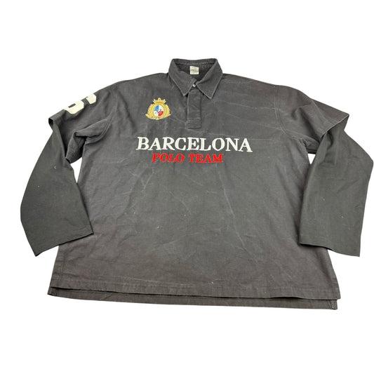 Barcelona Polo Team Men's XL Black Long Sleeve Embroidery Shirt With Logo