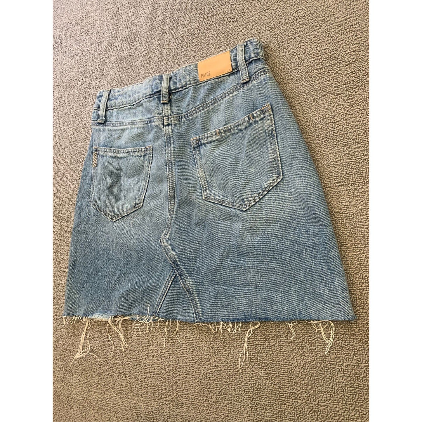 Paige Women 25 Blue Distressed Raw Hem Denim Mini Skirt