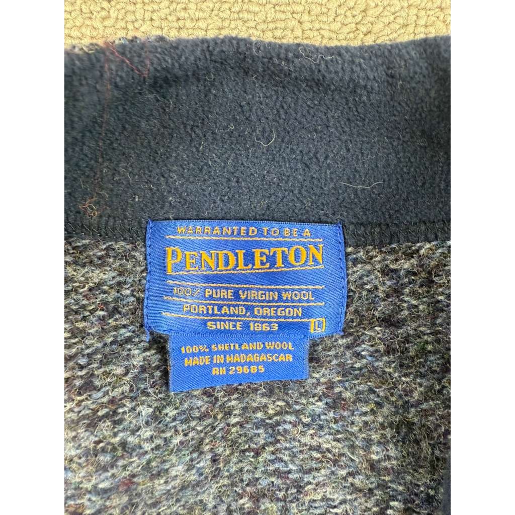 Pendleton Sweater Men's L Gray Shetland Wool Quarter Zip Mock Neck Long Sleeve
