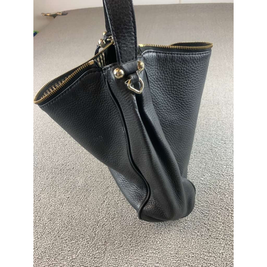 Kate Spade New York Shoulder Hobo Bag Women Black Cow Leather Pebbled Logo