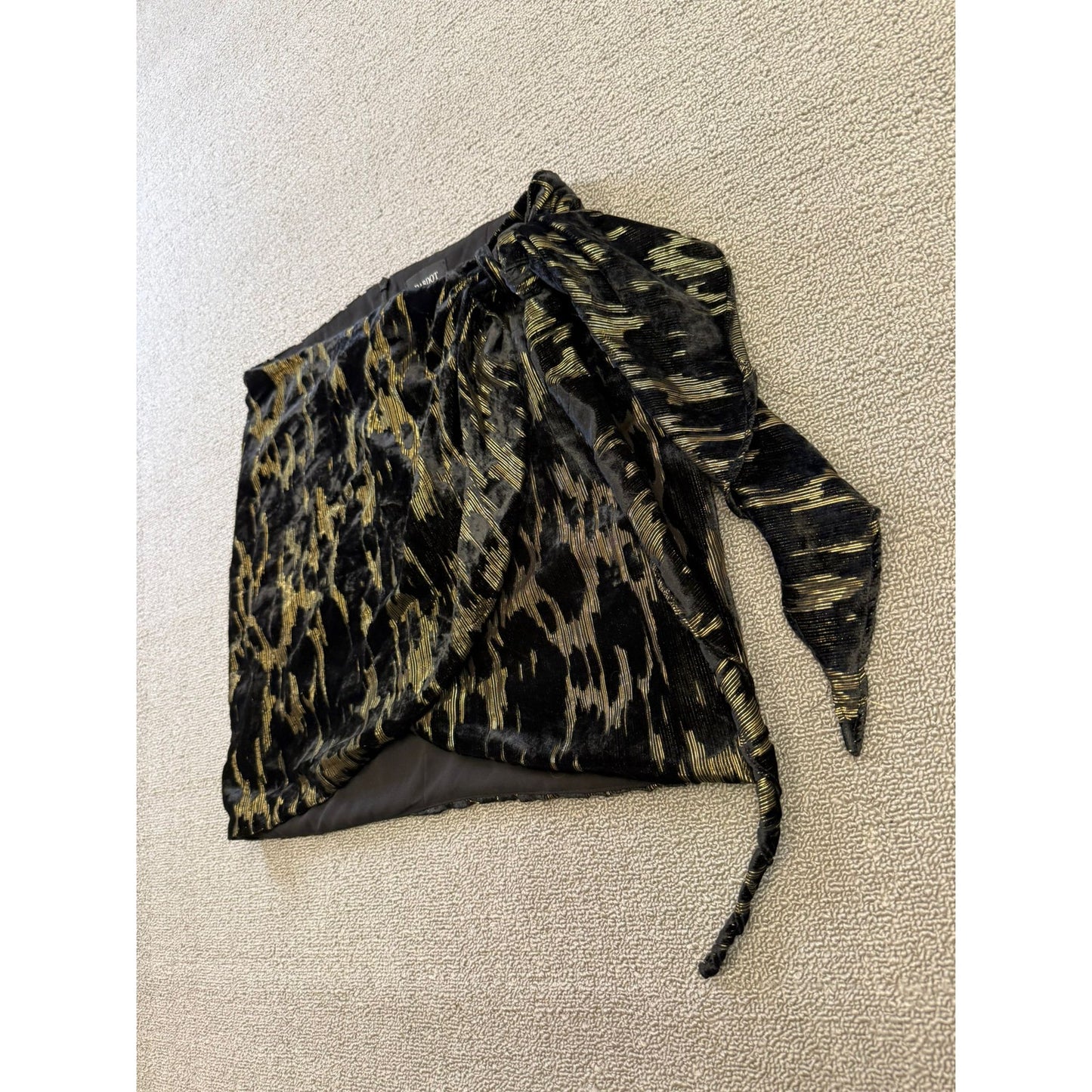 BARDOT Women's Small 6 Black Lurex Leopard Mini Skirt