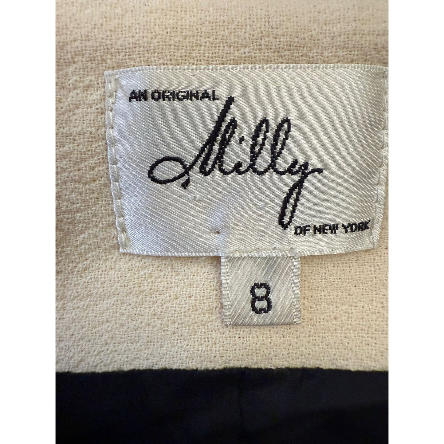MILLY Women's 8 Black Mini Skirt Ivory Colorblock Trim